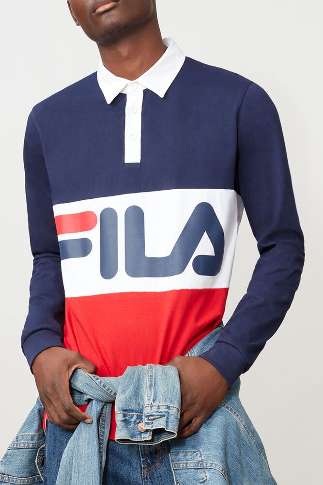 Fila Polo Herre Mørkeblå/Rød/Hvide Harley Rugby URL-389657